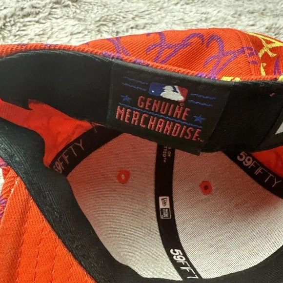 Atlanta Braves Hat New Era 59Fifty All Over Print Baseball Cap Orange 7 3/4 New - Picture 11 of 16